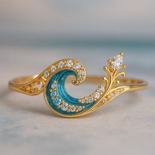 Elegant Teal Wave Ring