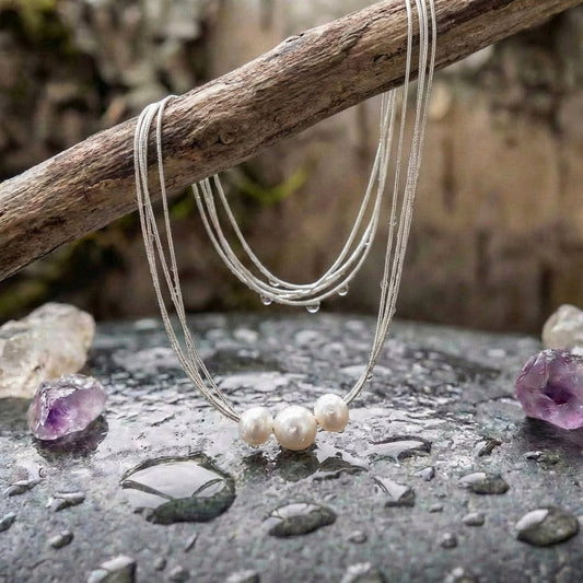 Elegant White Pearl Layered Necklace