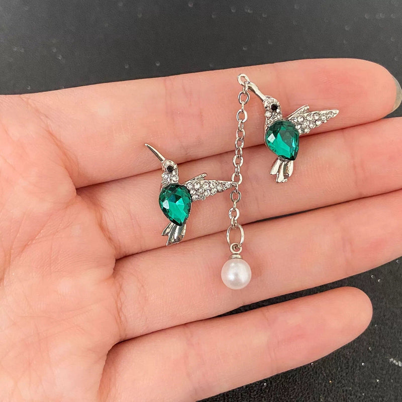 Emerald Hummingbird Earrings