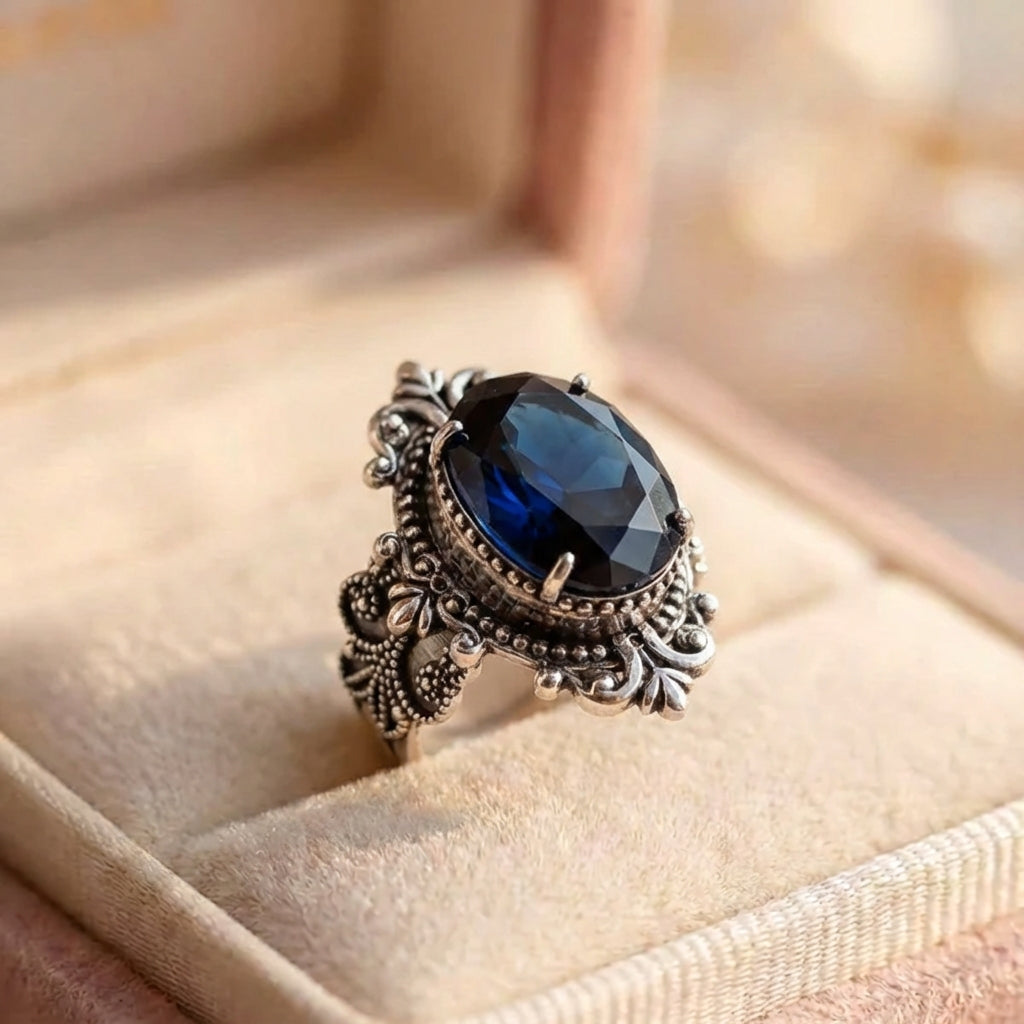Vintage Dark Blue Stone Ring