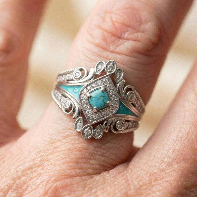 Turquoise Cz Ring