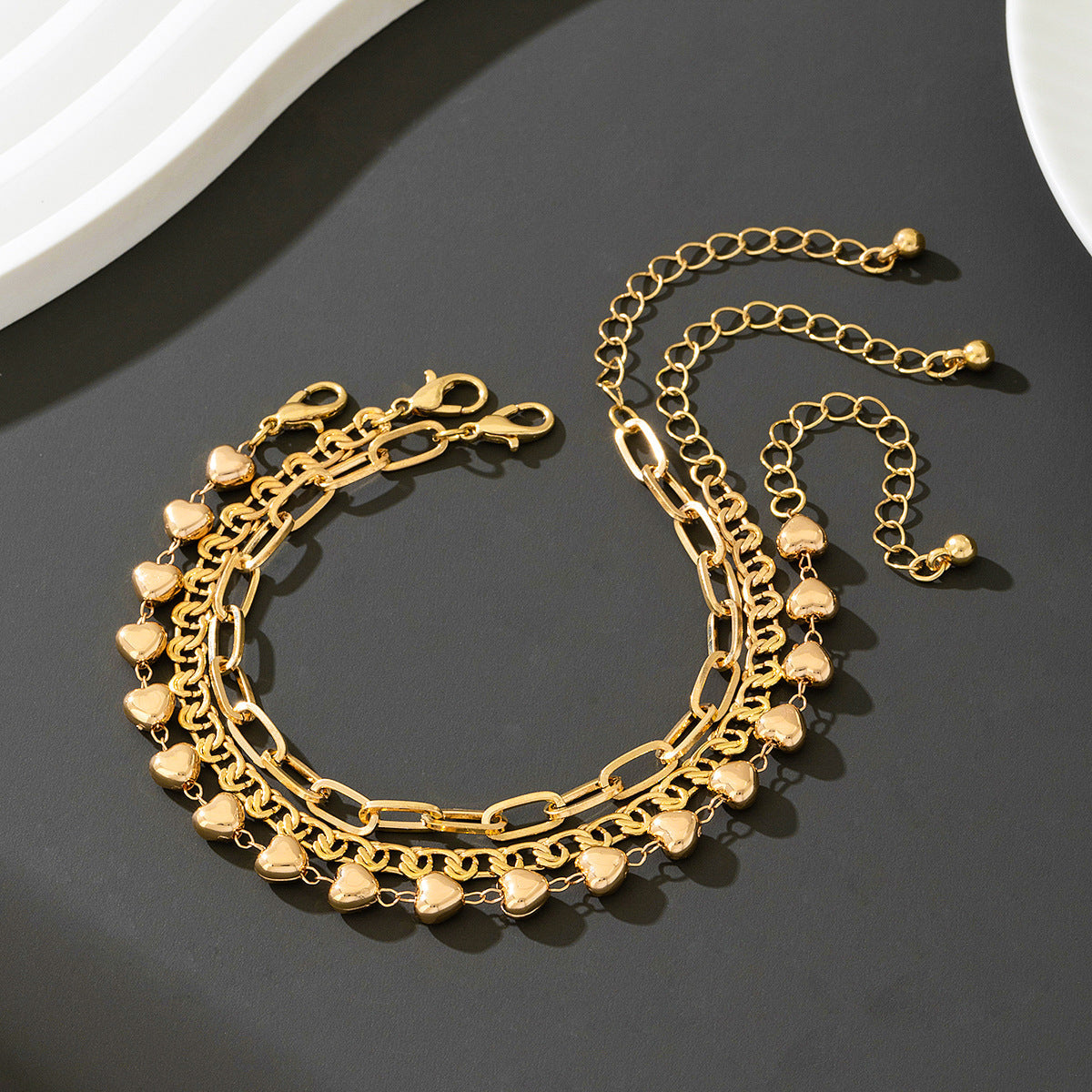 Gold Heart Charm Bracelet