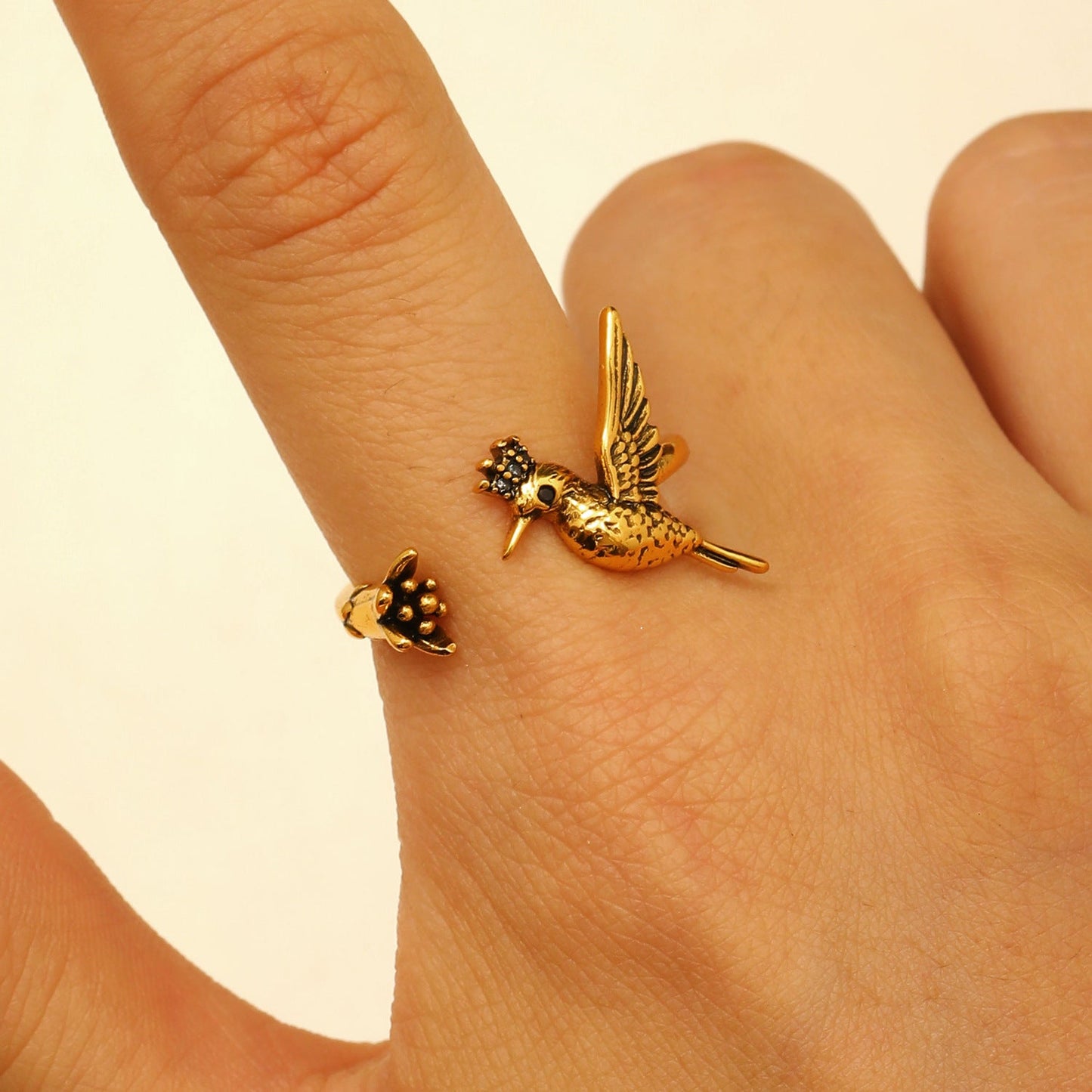 Gold Hummingbird Ring