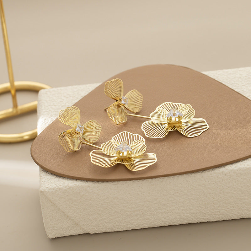 Gold Orchid Earrings