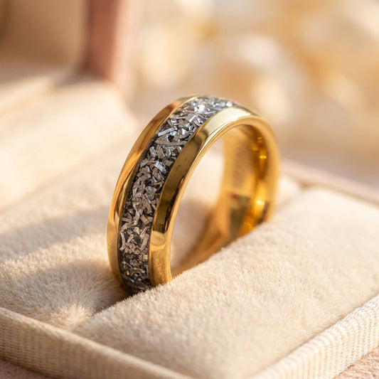 Gold Shimmer Inlay Statement Ring