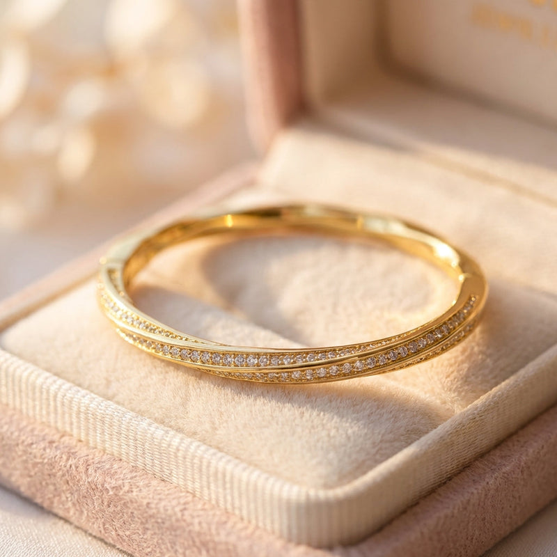 Gold Sleek Double Row Crystal Bracelet