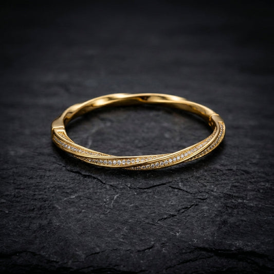 Gold Sleek Double Row Crystal Bracelet