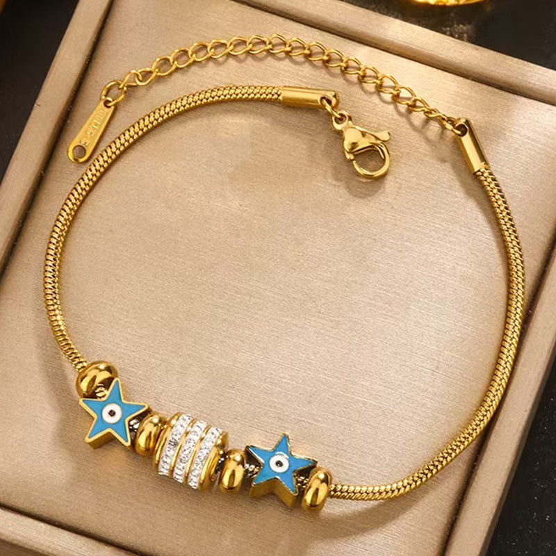Gold Star Evil Eye Bracelet