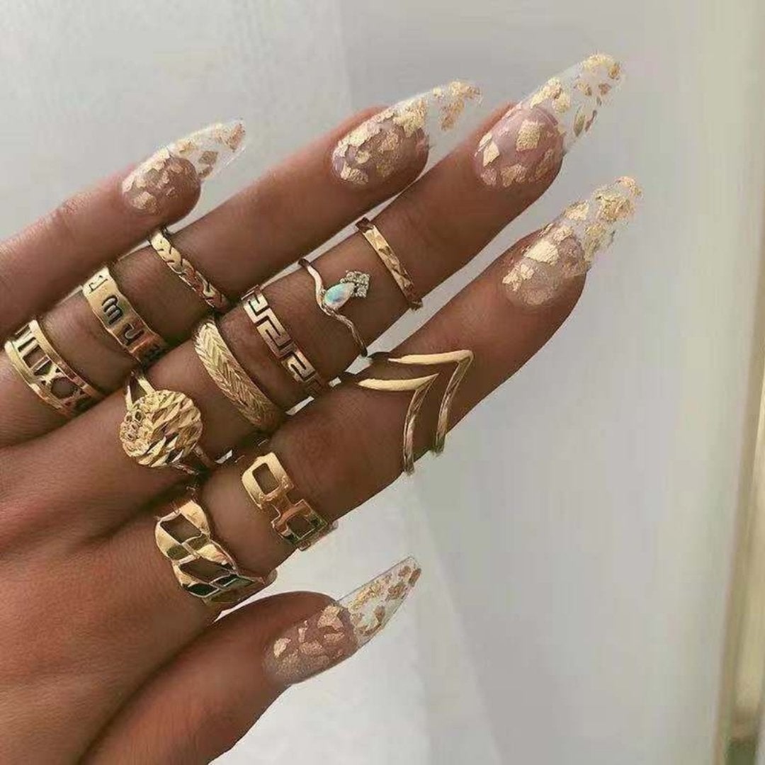 Gold Statement Ring Set