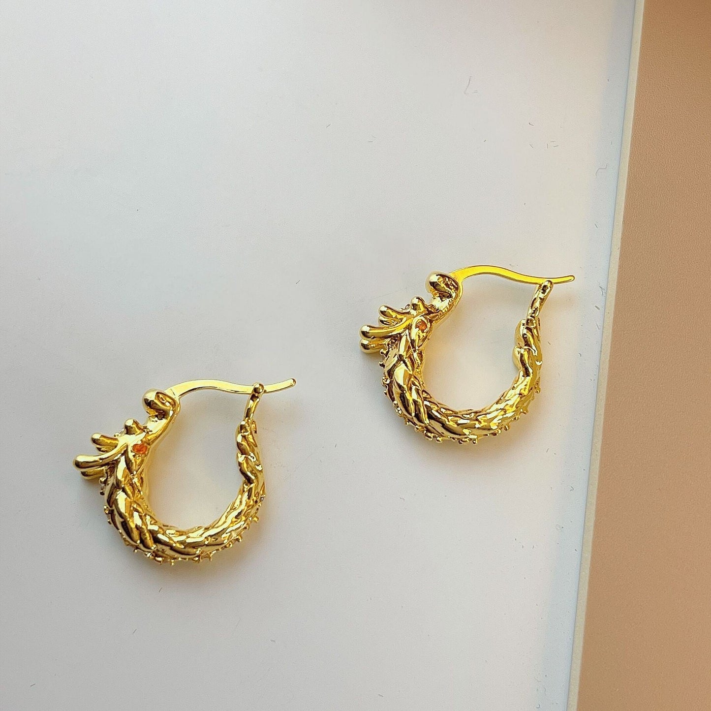 Gold Textured Hoop Earrings
