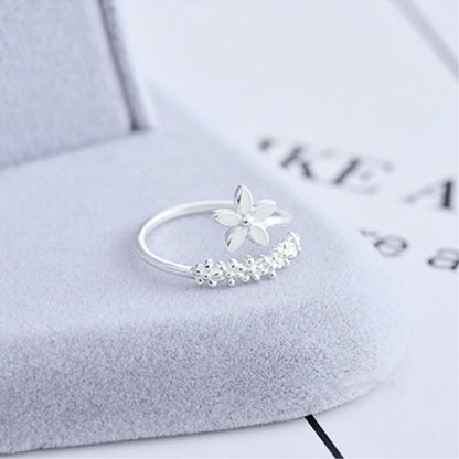 Adjustable 925 Silver And Hand Painted Enamel Wildflower Ring