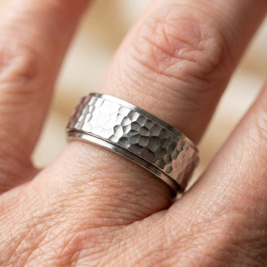 Hammered Titanium Spinner Ring