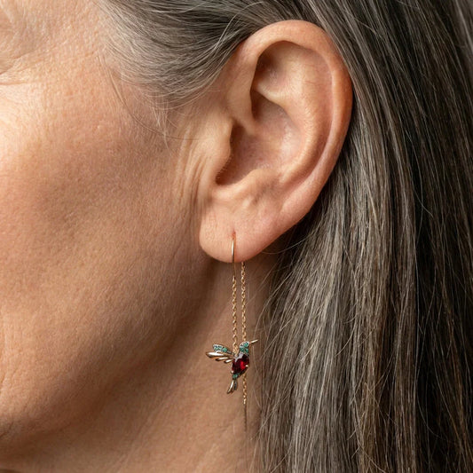 Hummingbird Enamel Earrings