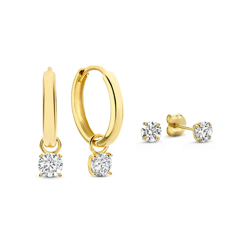 Larmes De Lune Stone Earrings Set | Gold