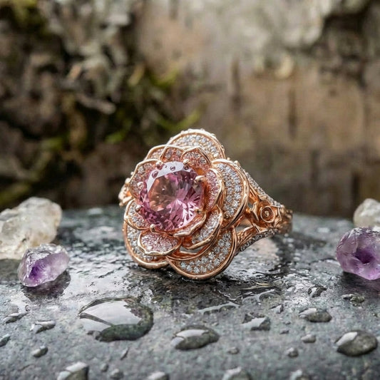 Layered Exotic Flower Bright Ring