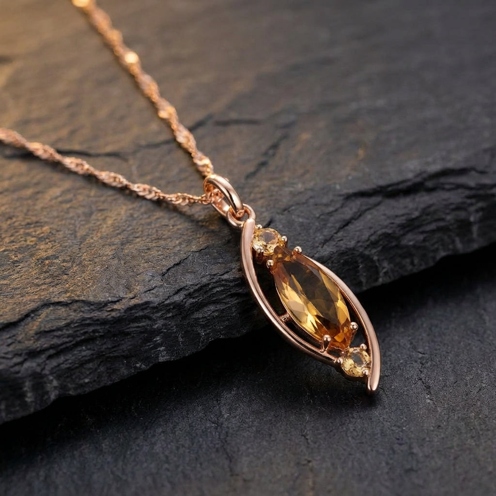Light Brown Crystal Pendant Necklace