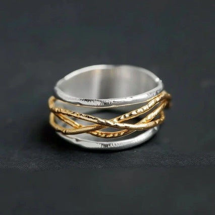 Mixed Metal Crossover Ring