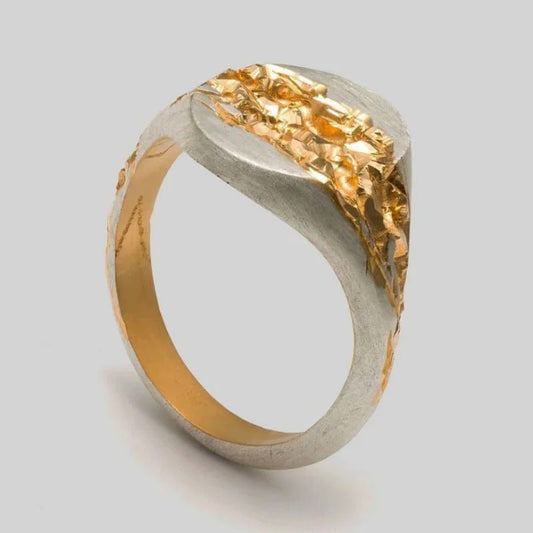Modern Gold Textured Ring