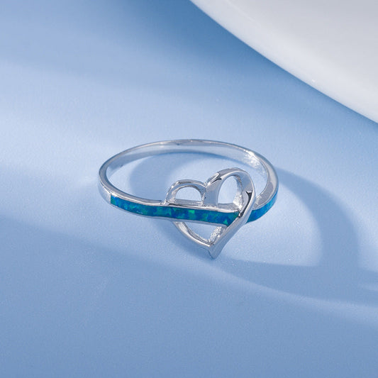 Modern Opal Heart Ring