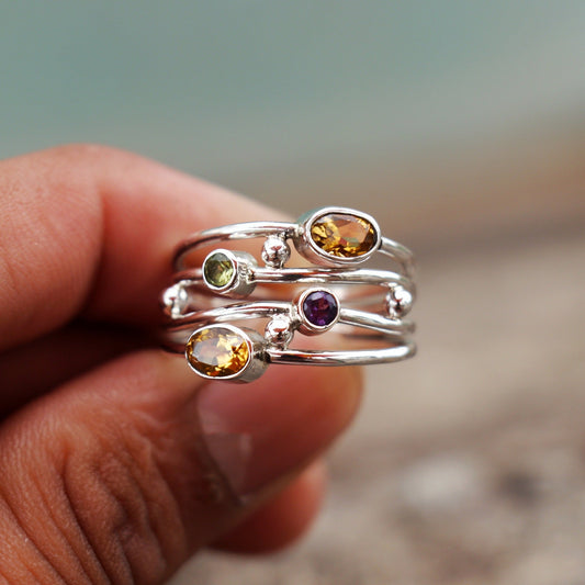 Multistone Gemstone Ring