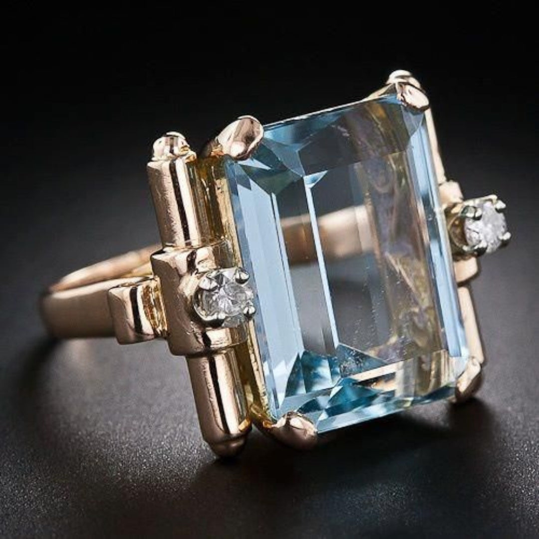 Vintage Cubic Inlaid Glass Ring