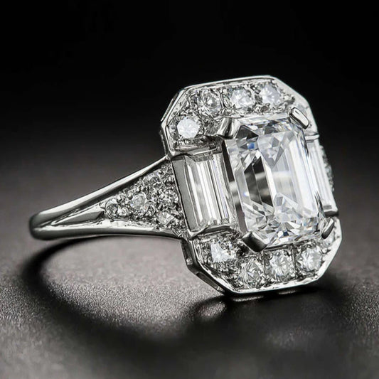 Vintage Bright White Silver Ring