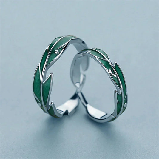 Green Feather Earrings In Silver