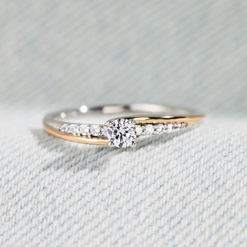 Exquisite Gold & Silver Zirconia Ring