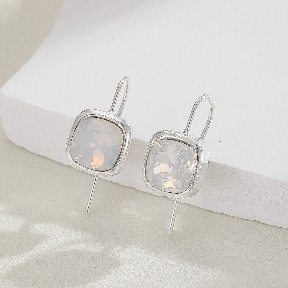 Elegant Moonstone Square Drop Earrings