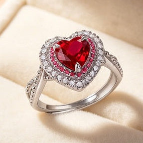 Red Heart Crystal Ring