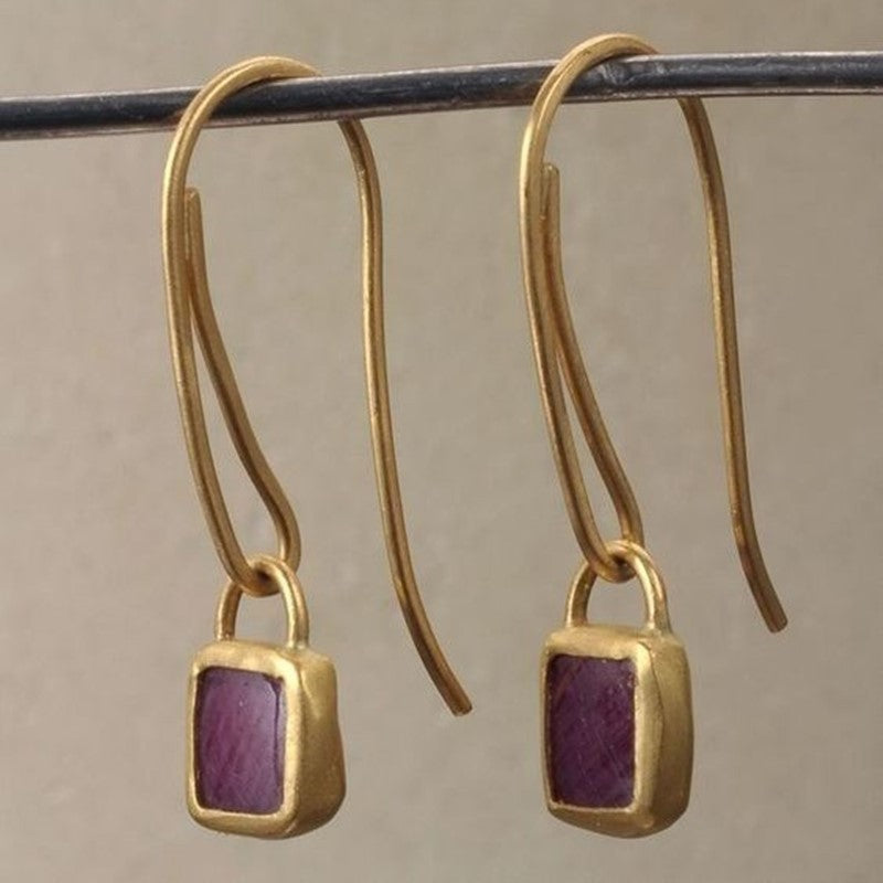 Elegant Purple Gem Drop Earrings
