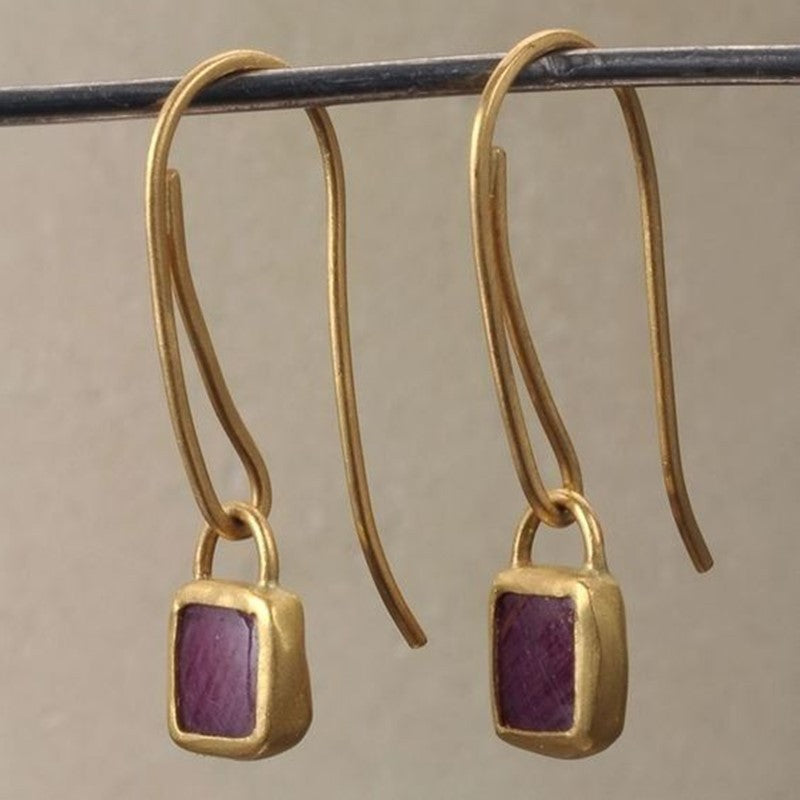 Elegant Purple Gem Drop Earrings