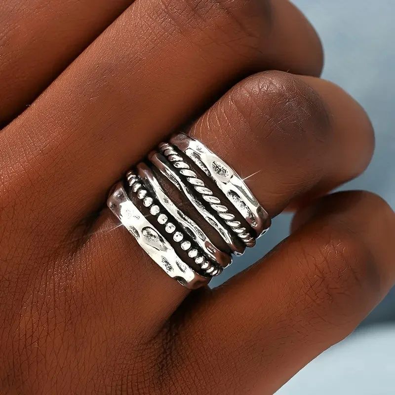 Elegant Silvershade Stack Ring