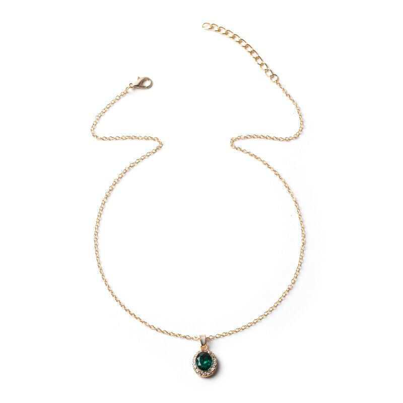 Elegant Emerald Halo Pendant Necklace