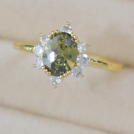 Olive Marquise Halo Ring