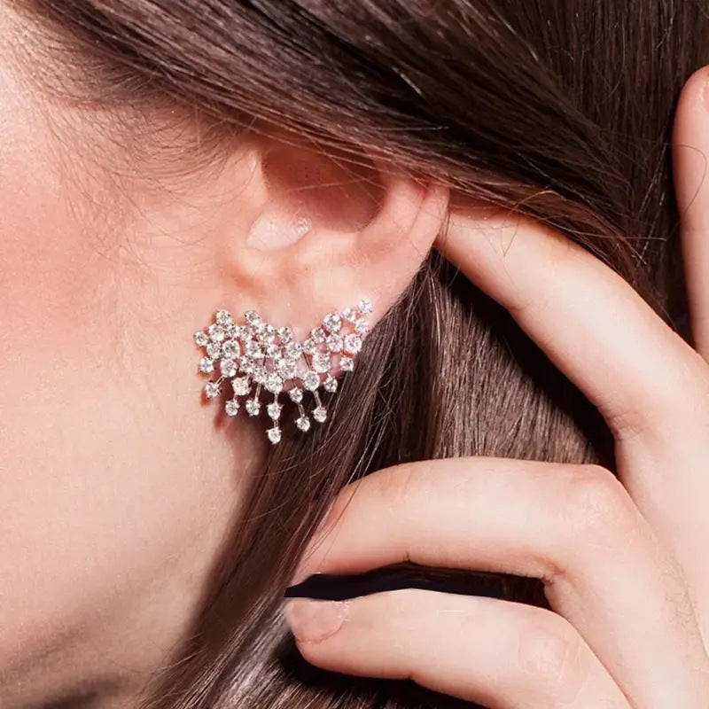 Vintage Sparkling Crystal Climber Drop Earrings