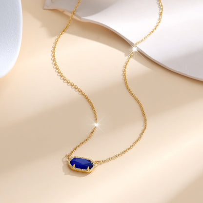 Oval Sapphire Necklace In Gold