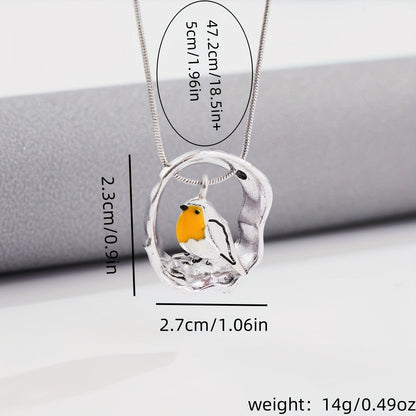 Vintage Artisan Silver Robin Bird Charm Necklace