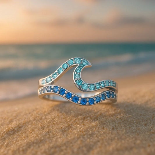 Ocean Wave Crystal Ring