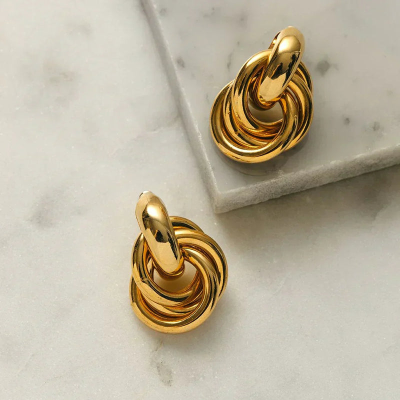Gold Interlocking Statement Earrings