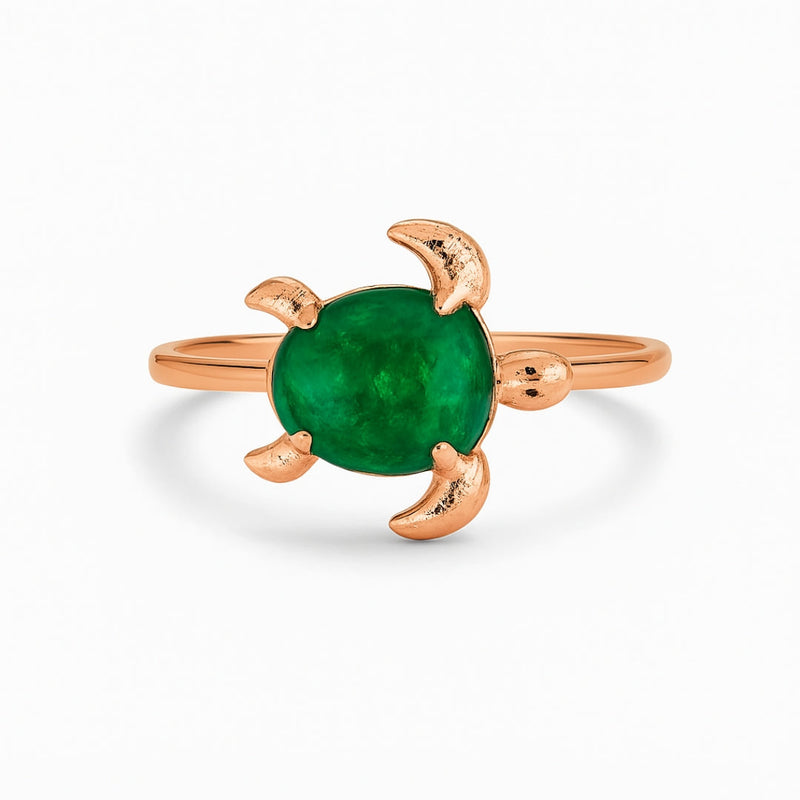 Green Turtle Rose Gold Ring