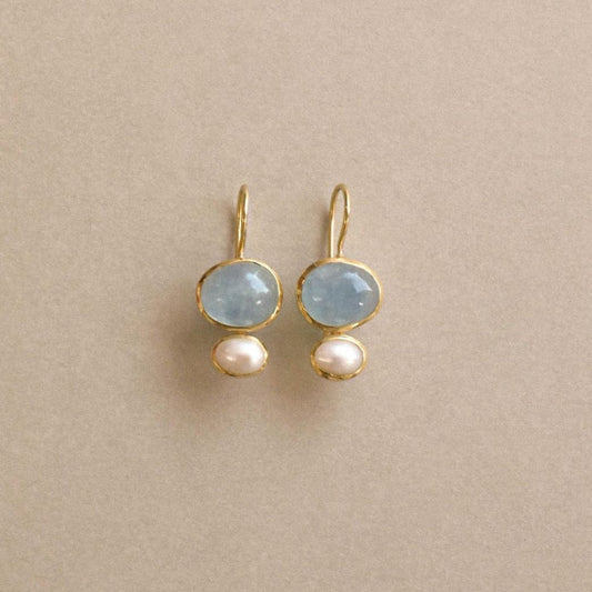 Blue & Pearl Stone Earrings