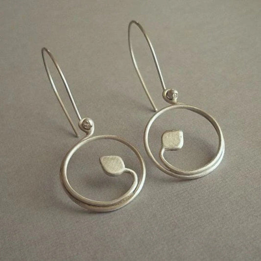 Silvered Thin Dangling Earrings