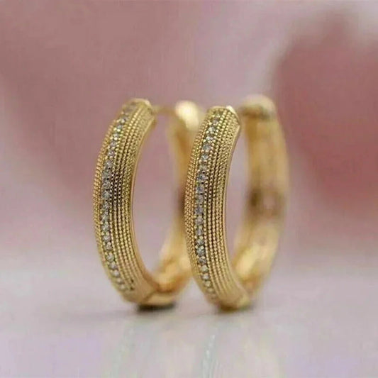 Golden Relief Hoop Earrings