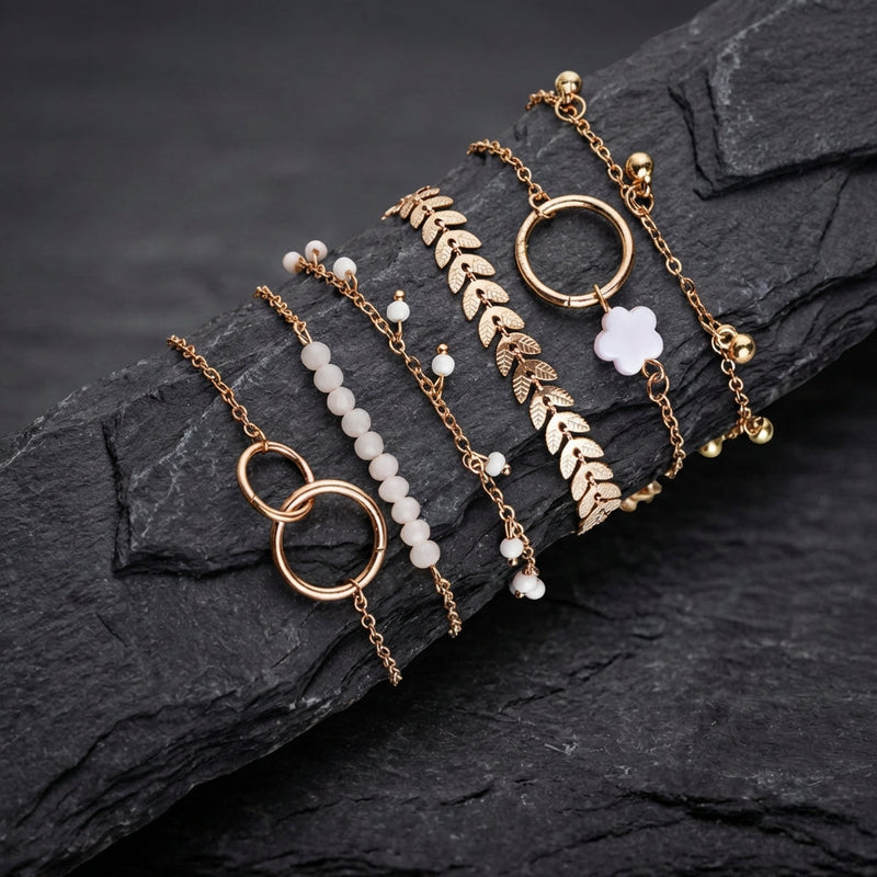 Pack Of Boho Bracelets In Gold