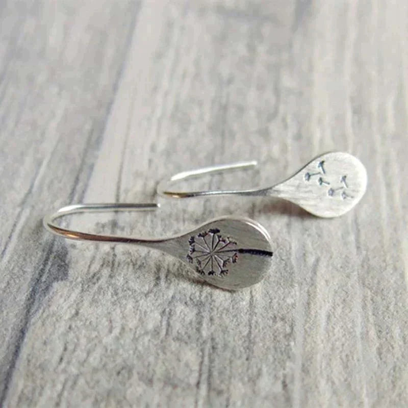 925 Sterling Silver Dandelion Leaf Earrings