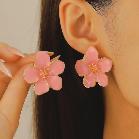 Pink Flower Earrings