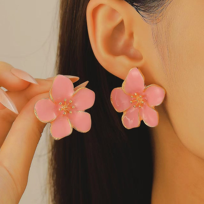 Pink Flower Earrings