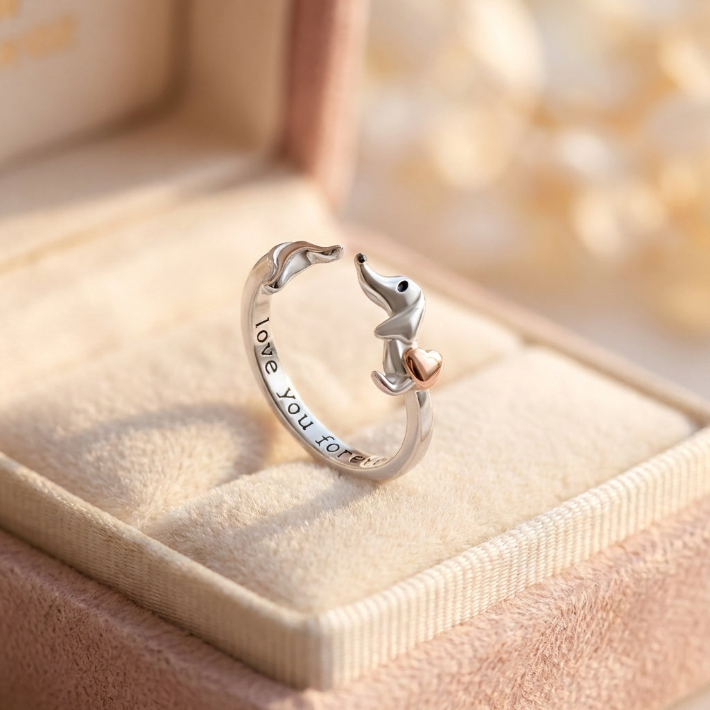 Romantic Elephant Heart Ring