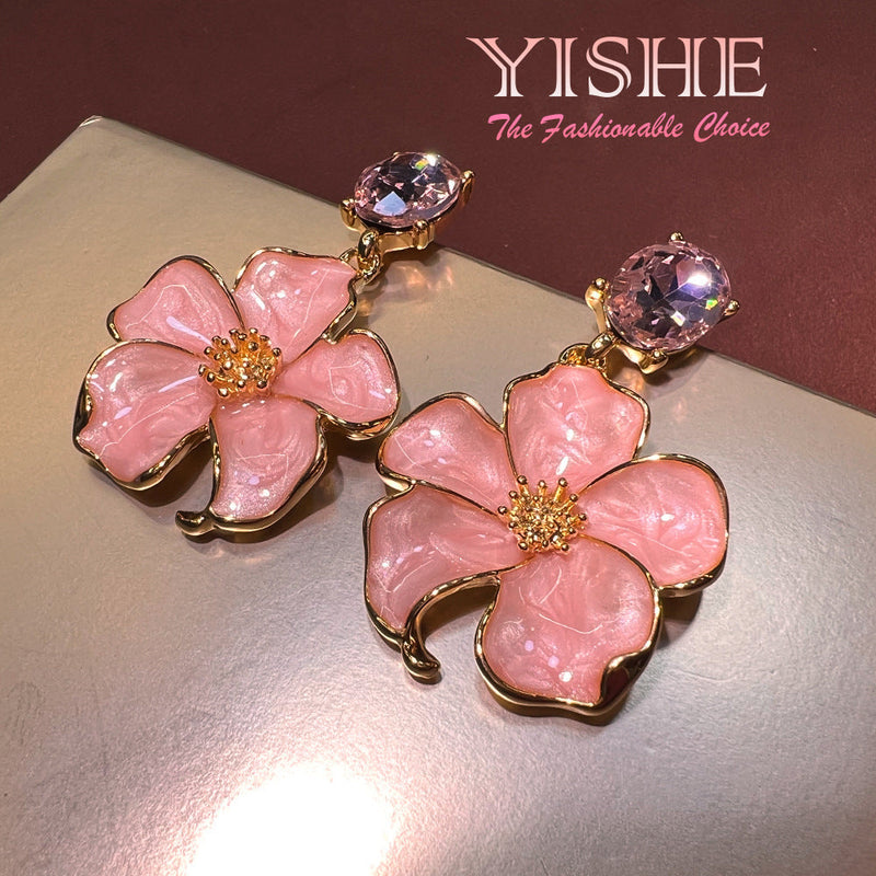 Romantic Pink Flower Earrings